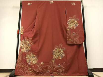 平和屋着物●振袖　草花文　洗える着物　AABH5022fy