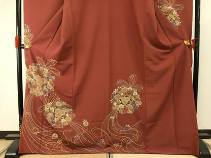 平和屋着物●振袖　草花文　洗える着物　AABH5022fy