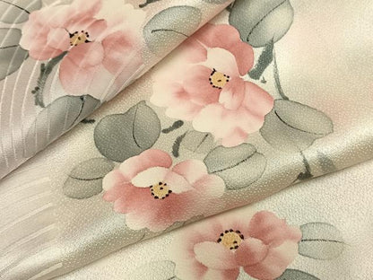 平和屋着物●上質な小紋　手描き　枝花文　暈し染め　正絹　逸品　未使用　AABH5025fy