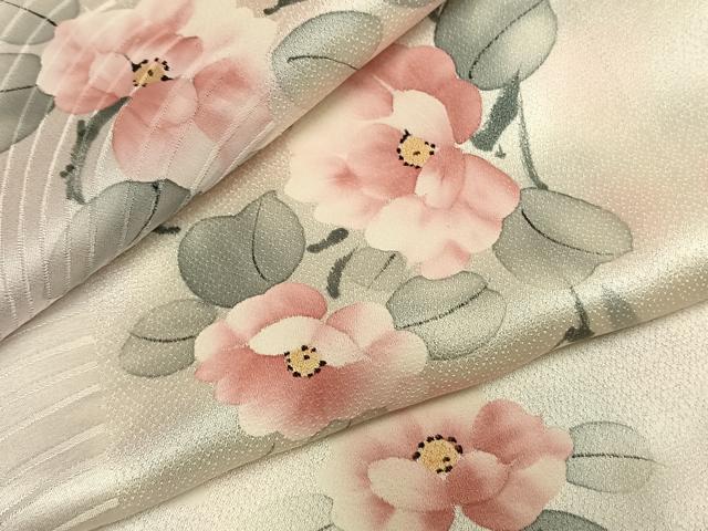 平和屋着物●上質な小紋　手描き　枝花文　暈し染め　正絹　逸品　未使用　AABH5025fy