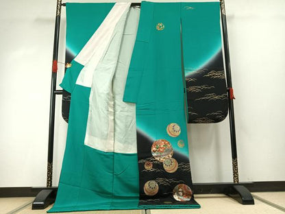 平和屋着物●豪華振袖　鞠　暈し染め　金銀彩　ロング丈　正絹　逸品　AABH5027fy