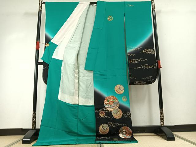 平和屋着物●豪華振袖　鞠　暈し染め　金銀彩　ロング丈　正絹　逸品　AABH5027fy