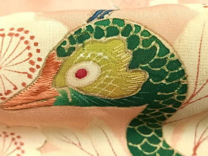 平和屋着物●アンティーク　大正ロマン　訪問着　刺繍　孔雀花文　金彩　正絹　逸品　AABH5033fy