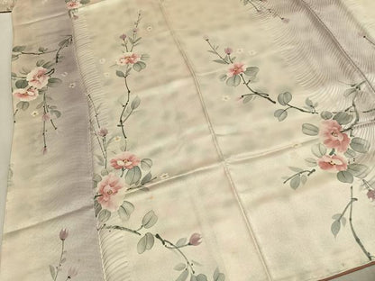 平和屋着物●上質な小紋　手描き　枝花文　暈し染め　正絹　逸品　未使用　AABH5025fy