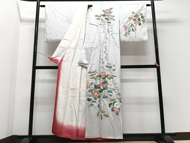 平和屋着物■訪問着　友禅　枝垂れ花文　正絹　逸品　CABF4904xe