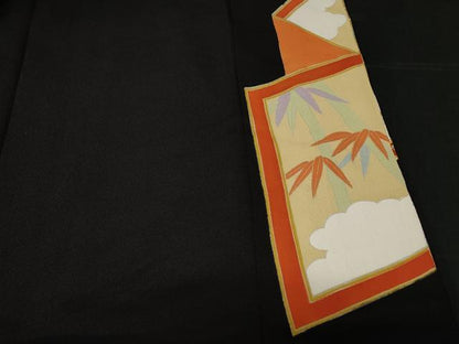 平和屋着物■豪華黒留袖 駒刺繍 屏風尾長鶏松竹梅花文 金彩 正絹 逸品 CABF3749ev