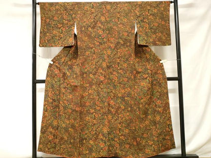 平和屋着物■上質な小紋 更紗hなもん 鬼しぼ縮緬 正絹 逸品 CABF3764ev