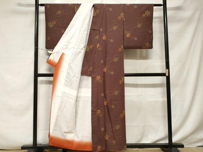 平和屋着物■小紋　芝草花文　洗える着物　CABF3783ev