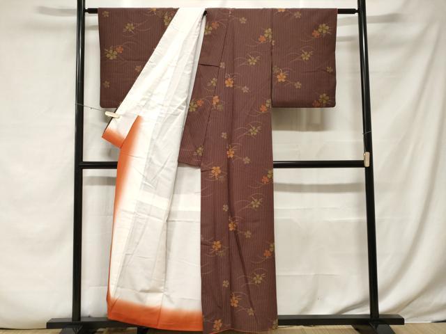 平和屋着物■小紋　芝草花文　洗える着物　CABF3783ev