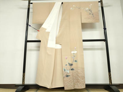 平和屋着物●人間国宝・羽田登喜男　訪問着　草花文　暈し染め　正絹　逸品　DABD9394ud