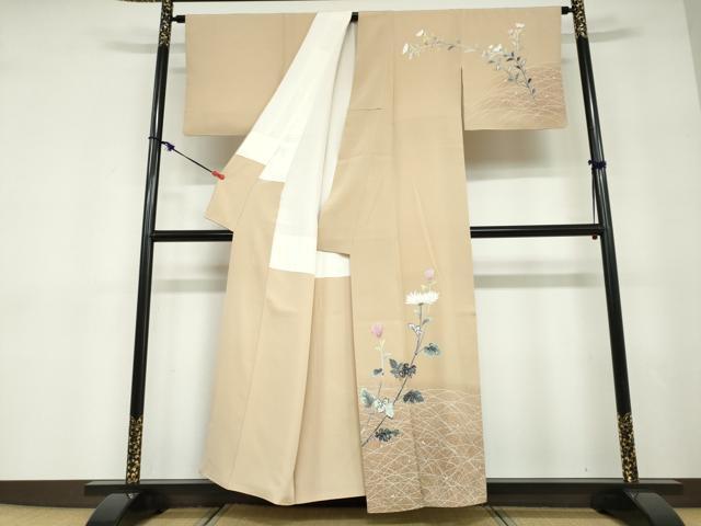 平和屋着物●人間国宝・羽田登喜男　訪問着　草花文　暈し染め　正絹　逸品　DABD9394ud