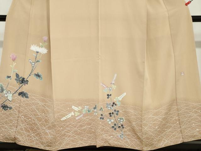 平和屋着物●人間国宝・羽田登喜男　訪問着　草花文　暈し染め　正絹　逸品　DABD9394ud