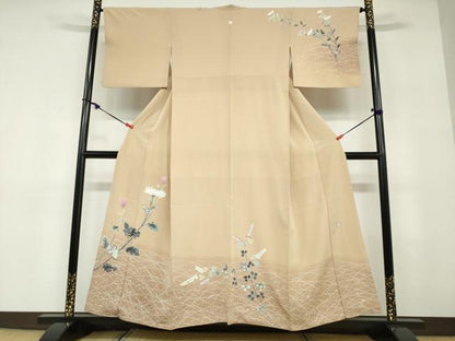 平和屋着物●人間国宝・羽田登喜男　訪問着　草花文　暈し染め　正絹　逸品　DABD9394ud
