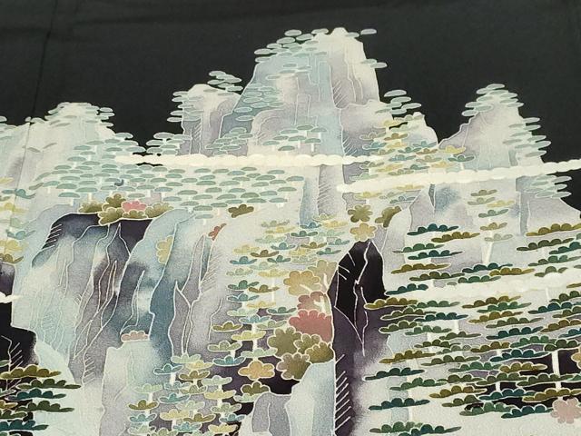 平和屋着物●本加賀友禅作家　前川 哲　黒留袖　飛鶴遠山風景文　松坂屋扱い　正絹　逸品　DABD9456ud