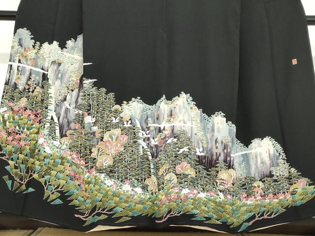 平和屋着物●本加賀友禅作家　前川 哲　黒留袖　飛鶴遠山風景文　松坂屋扱い　正絹　逸品　DABD9456ud