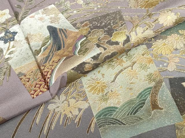 平和屋着物●金彩友禅　卓越技能者・名工・和田光正　色留袖　女人色紙重ね草花文　暈し染め　金彩　正絹　逸品　DABD9481ud
