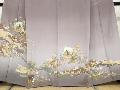 平和屋着物●金彩友禅　卓越技能者・名工・和田光正　色留袖　女人色紙重ね草花文　暈し染め　金彩　正絹　逸品　DABD9481ud
