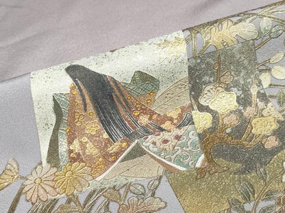 平和屋着物●金彩友禅　卓越技能者・名工・和田光正　色留袖　女人色紙重ね草花文　暈し染め　金彩　正絹　逸品　DABD9481ud
