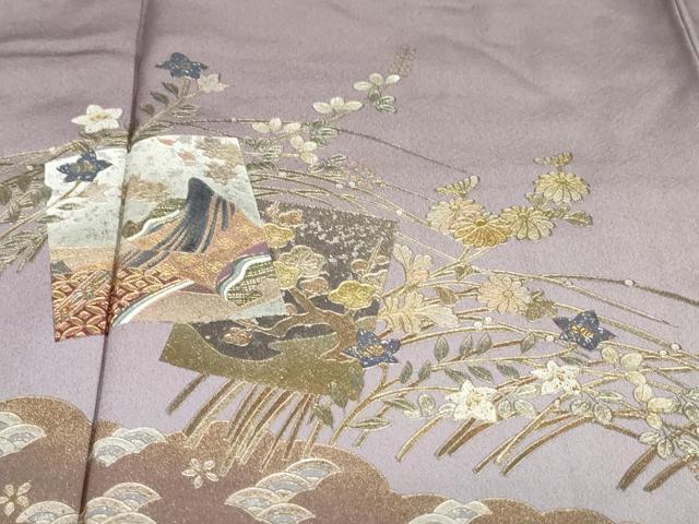 平和屋着物●金彩友禅　卓越技能者・名工・和田光正　色留袖　女人色紙重ね草花文　暈し染め　金彩　正絹　逸品　DABD9481ud
