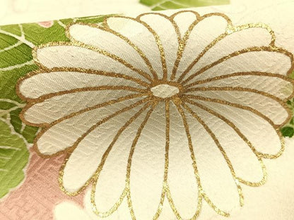 平和屋着物●豪華色留袖　刺繍　草花文　金彩　正絹　逸品　AABH5066fy