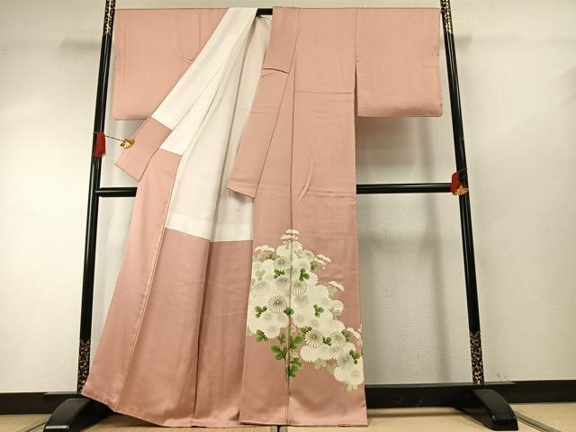 平和屋着物●豪華色留袖　刺繍　草花文　金彩　正絹　逸品　AABH5066fy