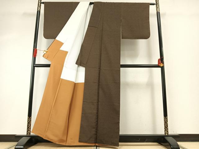 平和屋着物●お召　亀甲絣　染と織たかはし　たとう紙付き　正絹　逸品　未使用　AABH5061fy
