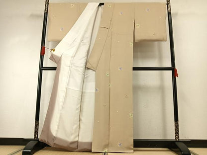 平和屋着物●上質な小紋　舞桜文　暈し染め　正絹　逸品　AABH5050fy