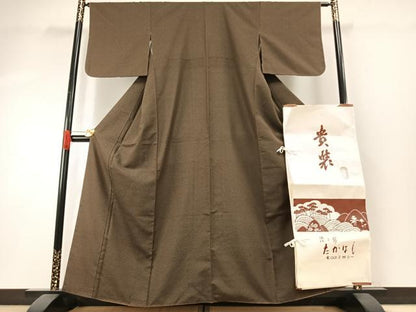 平和屋着物●お召　亀甲絣　染と織たかはし　たとう紙付き　正絹　逸品　未使用　AABH5061fy