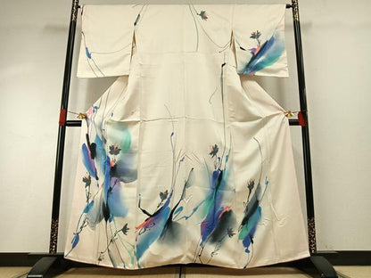 平和屋着物●訪問着　手描き　枝花文　暈し染め　正絹　逸品　AABH5067fy