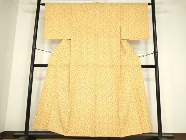 平和屋着物▽六代目丁字屋　形峯　斉藤房男　小紋　単衣　舞花文　正絹　逸品　未使用　DABE4194az 平和屋着物▽六代目丁字屋 形峯 斉藤房男 小紋 単衣