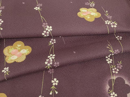 平和屋着物▽小紋　単衣　枝垂れ桜　洗える着物　DABE4180az