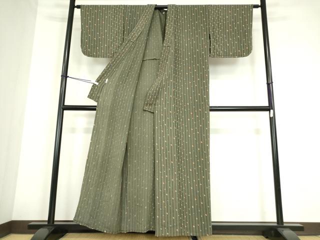 平和屋着物▽小紋　単衣　変わり縞　洗える着物　DABE4216az