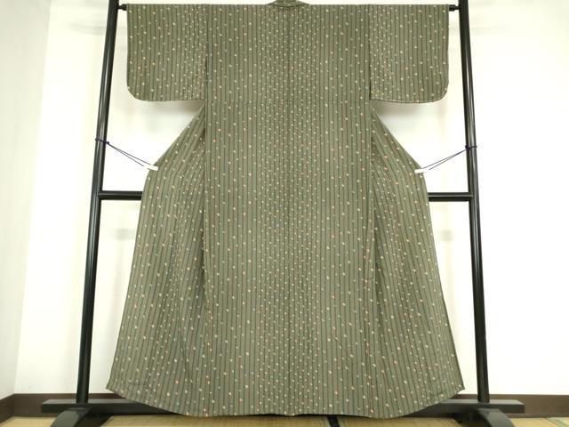 平和屋着物▽小紋　単衣　変わり縞　洗える着物　DABE4216az