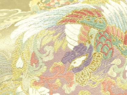 平和屋着物▼六通柄袋帯 鳳凰花文 金銀糸 正絹 逸品 DABE4290az
