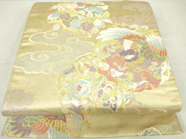 平和屋着物▼六通柄袋帯 鳳凰花文 金銀糸 正絹 逸品 DABE4290az