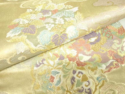 平和屋着物▼六通柄袋帯 鳳凰花文 金銀糸 正絹 逸品 DABE4290az