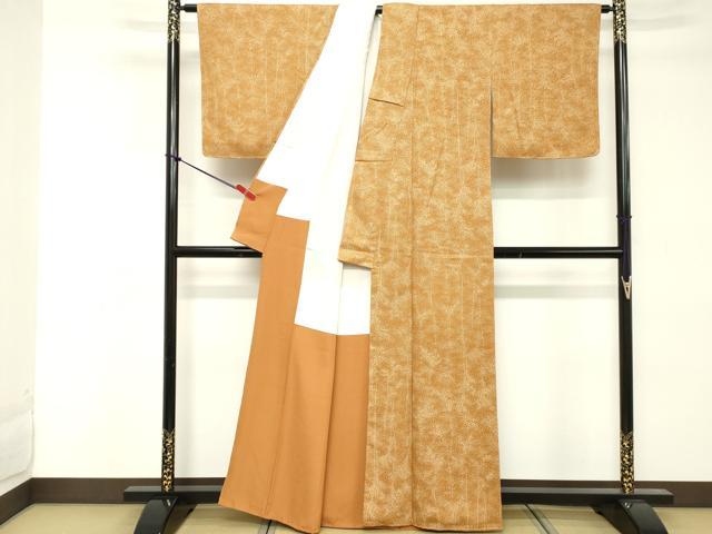 平和屋着物■上質な小紋 枝葉文 正絹 逸品 未使用 DABE2973cd