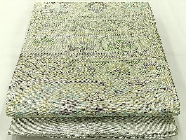 平和屋着物◎佐賀錦　六通柄袋帯　横段花文　金銀糸　正絹　逸品　AABH8721uk