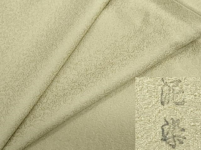 平和屋着物●上質な色無地　泥染　唐草地紋　木蘭色　正絹　逸品　DABD9442ud