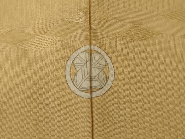 平和屋着物●上質な色無地　菱繋ぎ地紋　蜂蜜色　正絹　逸品　AABH8979cs