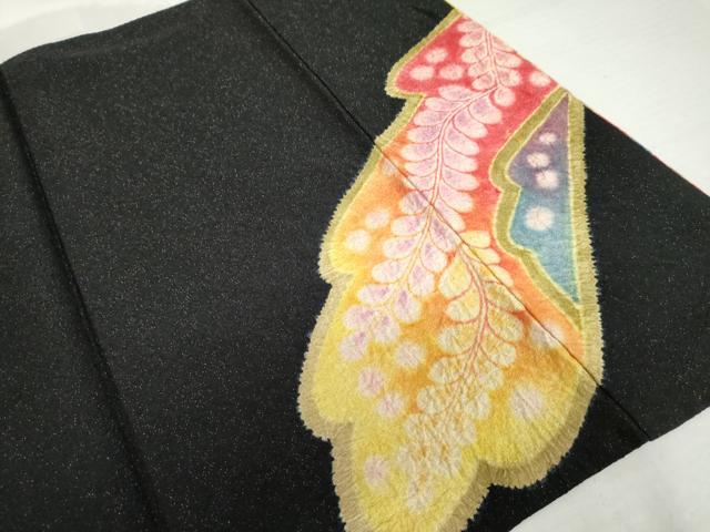 平和屋着物●樋熊哲也　訪問着　辻が花　絞り　手描き　振袖　辻が花　絞り　金通し地　正絹　逸品　AABI0013cs