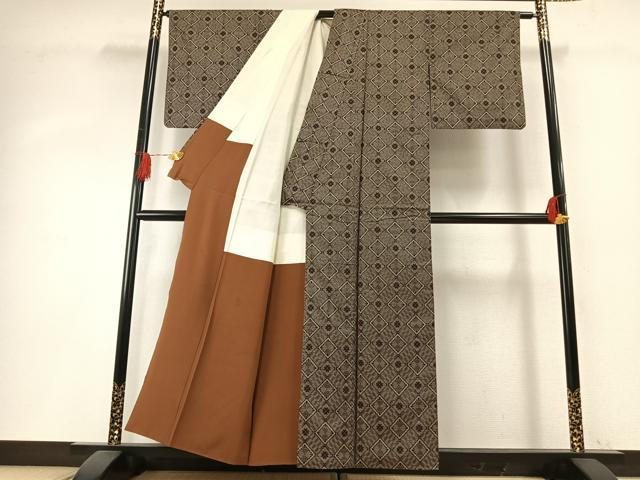 平和屋着物●本場大島紬　龍郷絣　正絹　逸品　AABH5081fy