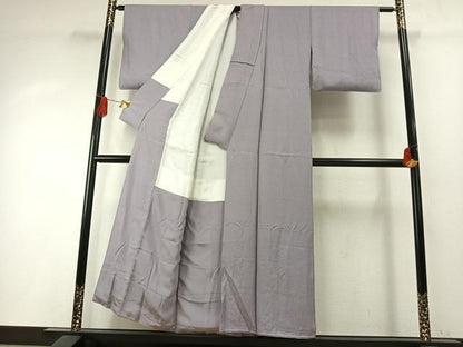 平和屋着物●上質な色無地　牡丹鼠色　正絹　逸品　AABH5090fy
