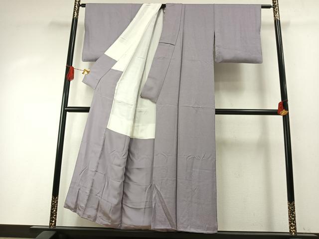 平和屋着物●上質な色無地　牡丹鼠色　正絹　逸品　AABH5090fy