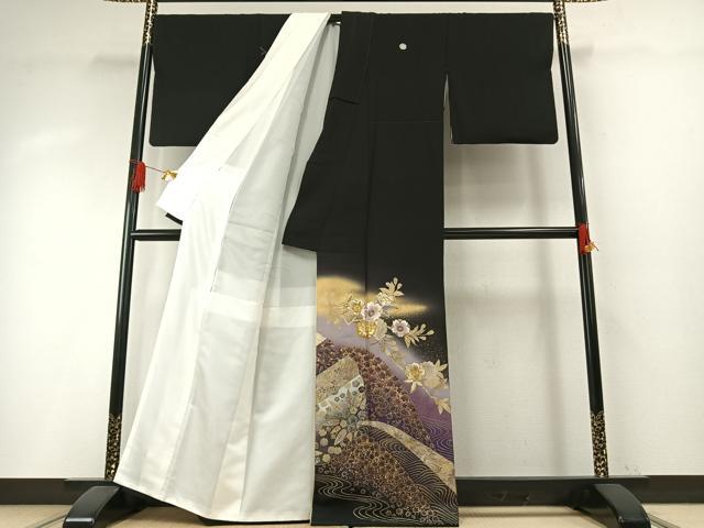 平和屋着物●豪華黒留袖　作家物　泰常　駒刺繍　王朝刺繍　枝花文　暈し染め　金銀糸　金銀彩　やまと誂製　正絹　逸品　AABH5106fy