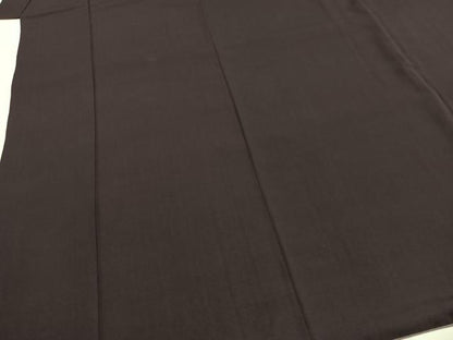 平和屋着物●お召　色無地　深紫色　正絹　逸品　AABH5099fy