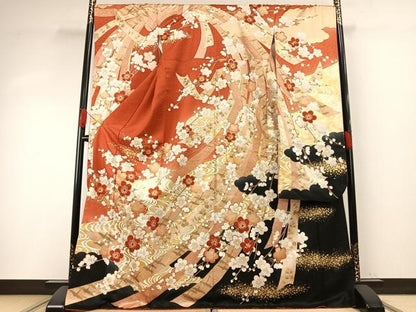 平和屋着物●豪華振袖　駒刺繍　枝梅文　金彩　やまと誂製　正絹　逸品　AABH5122fy