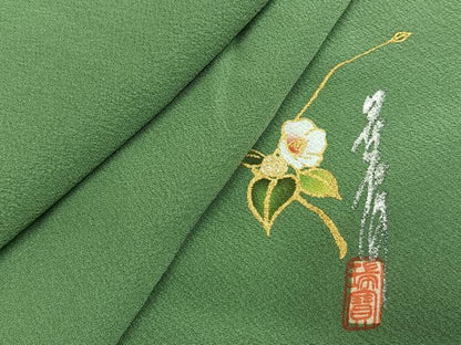 平和屋着物●本草木染作家　瑞寶　色無地　柳染色　正絹　逸品　AABH5110fy
