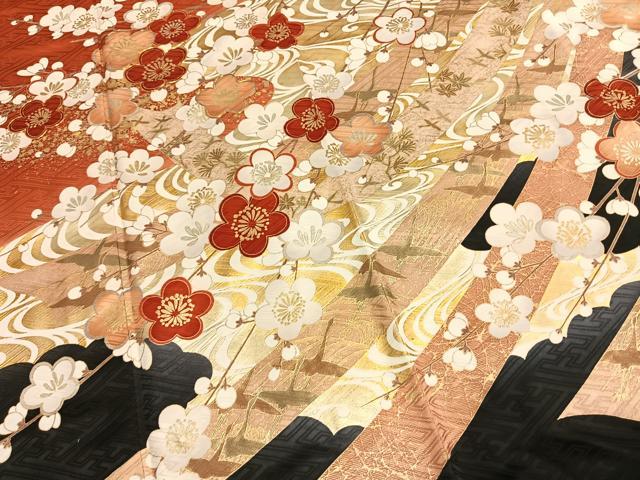 平和屋着物●豪華振袖　駒刺繍　枝梅文　金彩　やまと誂製　正絹　逸品　AABH5122fy