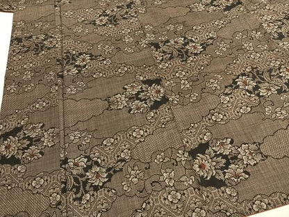 平和屋着物●本場大島紬　一元7マルキ　雲取り花文　正絹　逸品　AABH5114fy